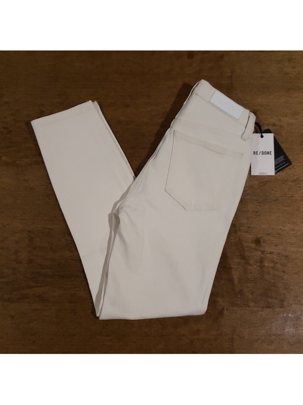 Re/Done Cream Ivory Stretch Straight  Jeans 25 NEW